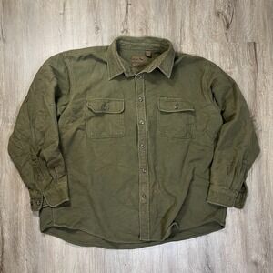 Marino Bay Chamois Cloth Shirt Button Up Green 2XL XXL Cotton Long Sleeve